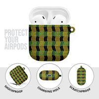 Aloha Hawaii Ilima Maile Lei AirPods Case Palaka Inspired Hawaiian-plaid Black