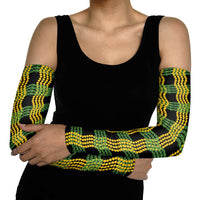 Aloha Hawaii Ilima Maile Lei Arm Sleeves Palaka Inspired Hawaiian-plaid Black