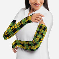Aloha Hawaii Ilima Maile Lei Arm Sleeves Palaka Inspired Hawaiian-plaid Black