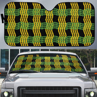 Aloha Hawaii Ilima Maile Lei Auto Sun Shade Palaka Inspired Hawaiian-plaid Black