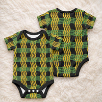 Aloha Hawaii Ilima Maile Lei Baby Onesie Palaka Inspired Hawaiian-plaid Black