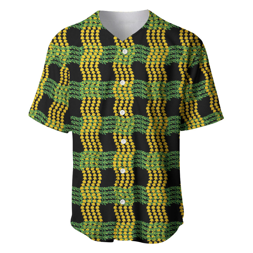 Aloha Hawaii Ilima Maile Lei Baseball Jersey Palaka Inspired Hawaiian-plaid Black LT14 Black - Polynesian Pride