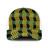 Aloha Hawaii Ilima Maile Lei Baseball Net Cap Palaka Inspired Hawaiian-plaid Black
