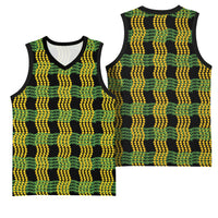 Aloha Hawaii Ilima Maile Lei Basketball Jersey Palaka Inspired Hawaiian-plaid Black