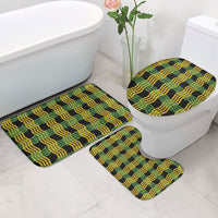 Aloha Hawaii Ilima Maile Lei Bathroom Set Palaka Inspired Hawaiian-plaid Black