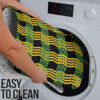 Aloha Hawaii Ilima Maile Lei Bathroom Set Palaka Inspired Hawaiian-plaid Black