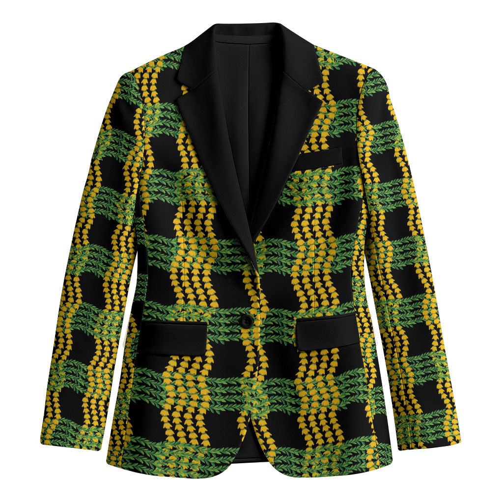 Aloha Hawaii Ilima Maile Lei Blazer Palaka Inspired Hawaiian-plaid Black LT14 Unisex Black - Polynesian Pride
