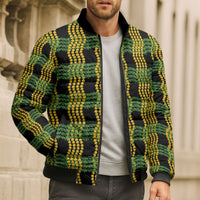 Aloha Hawaii Ilima Maile Lei Bomber Puffer Jacket Palaka Inspired Hawaiian-plaid Black
