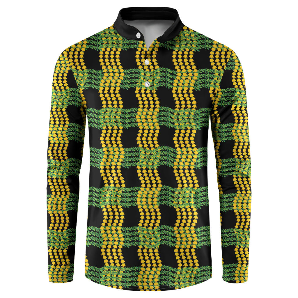 Aloha Hawaii Ilima Maile Lei Button Sweatshirt Palaka Inspired Hawaiian-plaid Black