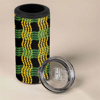 Aloha Hawaii Ilima Maile Lei 4 in 1 Can Cooler Tumbler Palaka Inspired Hawaiian-plaid Black