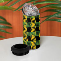 Aloha Hawaii Ilima Maile Lei 4 in 1 Can Cooler Tumbler Palaka Inspired Hawaiian-plaid Black