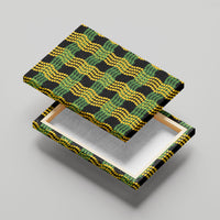 Aloha Hawaii Ilima Maile Lei Canvas Wall Art Palaka Inspired Hawaiian-plaid Black