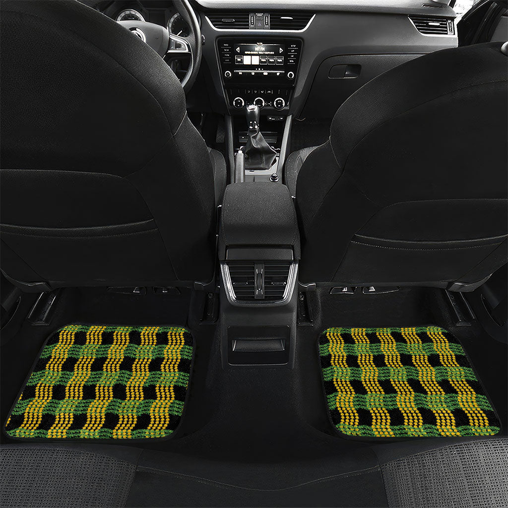 Aloha Hawaii Ilima Maile Lei Car Mats Palaka Inspired Hawaiian-plaid Black