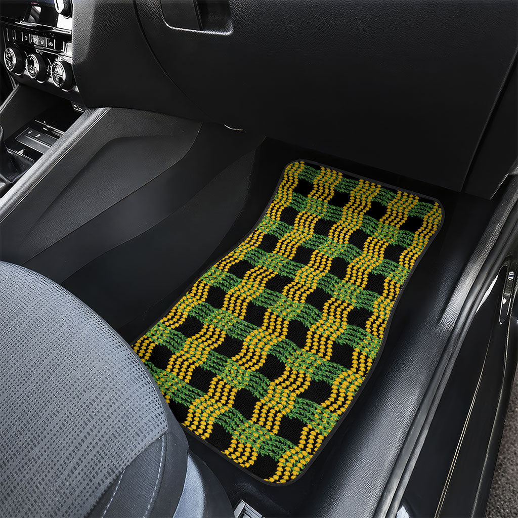 Aloha Hawaii Ilima Maile Lei Car Mats Palaka Inspired Hawaiian-plaid Black