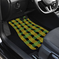 Aloha Hawaii Ilima Maile Lei Car Mats Palaka Inspired Hawaiian-plaid Black