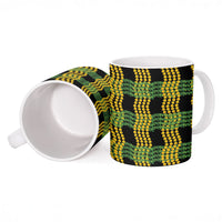 Aloha Hawaii Ilima Maile Lei Ceramic Mug Palaka Inspired Hawaiian-plaid Black