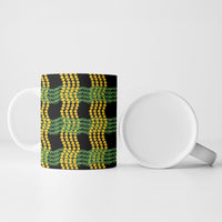 Aloha Hawaii Ilima Maile Lei Ceramic Mug Palaka Inspired Hawaiian-plaid Black