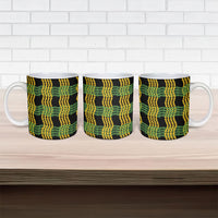 Aloha Hawaii Ilima Maile Lei Ceramic Mug Palaka Inspired Hawaiian-plaid Black