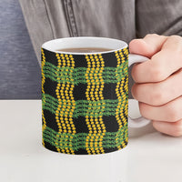 Aloha Hawaii Ilima Maile Lei Ceramic Mug Palaka Inspired Hawaiian-plaid Black