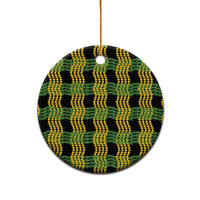 Aloha Hawaii Ilima Maile Lei Ceramic Ornament Palaka Inspired Hawaiian-plaid Black