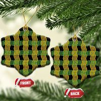 Aloha Hawaii Ilima Maile Lei Ceramic Ornament Palaka Inspired Hawaiian-plaid Black