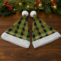 Aloha Hawaii Ilima Maile Lei Christmas Santa Hat Palaka Inspired Hawaiian-plaid Black