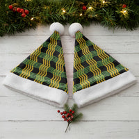 Aloha Hawaii Ilima Maile Lei Christmas Santa Hat Palaka Inspired Hawaiian-plaid Black