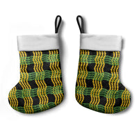 Aloha Hawaii Ilima Maile Lei Christmas Stocking Palaka Inspired Hawaiian-plaid Black