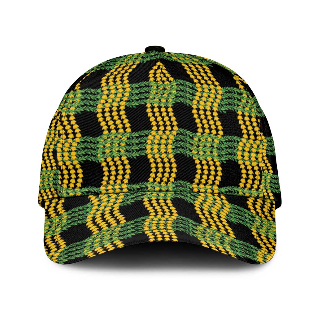 Aloha Hawaii Ilima Maile Lei Classic Cap Palaka Inspired Hawaiian-plaid Black