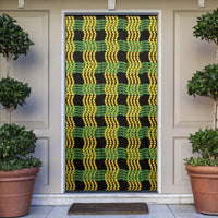 Aloha Hawaii Ilima Maile Lei Door Cover Palaka Inspired Hawaiian-plaid Black