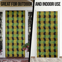 Aloha Hawaii Ilima Maile Lei Door Cover Palaka Inspired Hawaiian-plaid Black