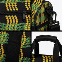 Aloha Hawaii Ilima Maile Lei Duffle Bag Palaka Inspired Hawaiian-plaid Black