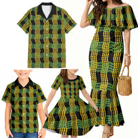 Aloha Hawaii Ilima Maile Lei Family Matching Mermaid Dress and Hawaiian Shirt Palaka Inspired Hawaiian-plaid Black