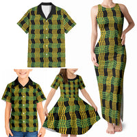 Aloha Hawaii Ilima Maile Lei Family Matching Tank Maxi Dress and Hawaiian Shirt Palaka Inspired Hawaiian-plaid Black