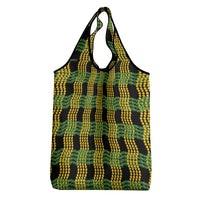 Aloha Hawaii Ilima Maile Lei Grocery Bag Palaka Inspired Hawaiian-plaid Black