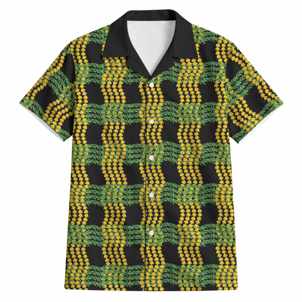 Aloha Hawaii Ilima Maile Lei Hawaiian Shirt Palaka Inspired Hawaiian-plaid Black