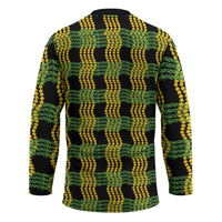 Aloha Hawaii Ilima Maile Lei Hockey Jersey Palaka Inspired Hawaiian-plaid Black