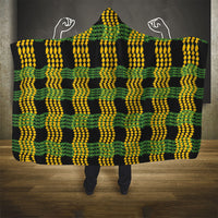 Aloha Hawaii Ilima Maile Lei Hooded Blanket Palaka Inspired Hawaiian-plaid Black
