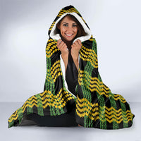 Aloha Hawaii Ilima Maile Lei Hooded Blanket Palaka Inspired Hawaiian-plaid Black