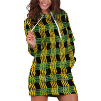 Aloha Hawaii Ilima Maile Lei Hoodie Dress Palaka Inspired Hawaiian-plaid Black