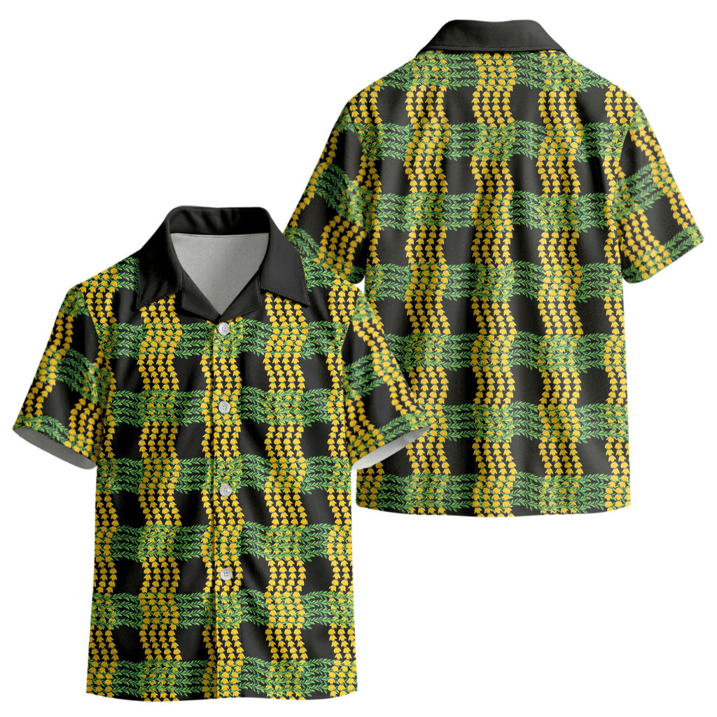 Aloha Hawaii Ilima Maile Lei Kid Hawaiian Shirt Palaka Inspired Hawaiian-plaid Black