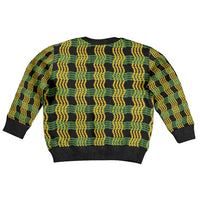 Aloha Hawaii Ilima Maile Lei Kid Ugly Christmas Sweater Palaka Inspired Hawaiian-plaid Black