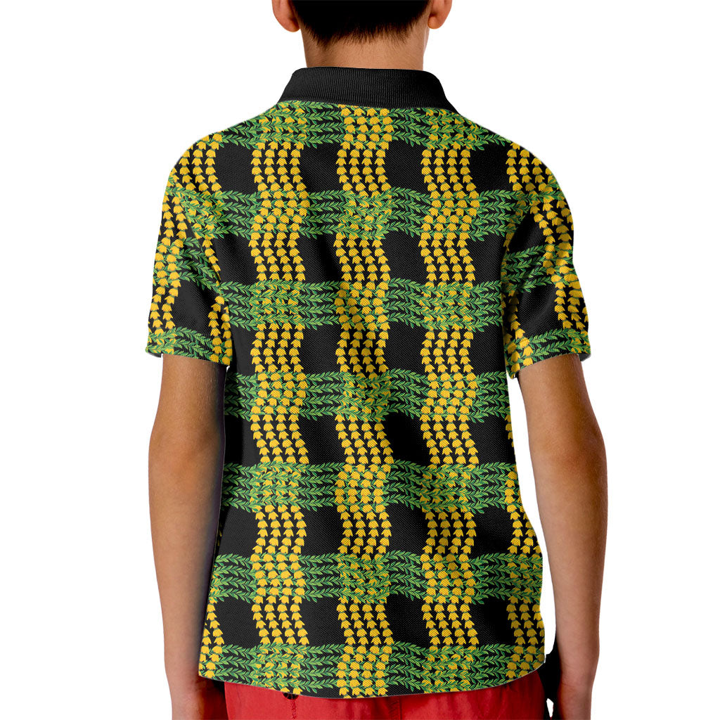 Aloha Hawaii Ilima Maile Lei Kid Polo Shirt Palaka Inspired Hawaiian-plaid Black