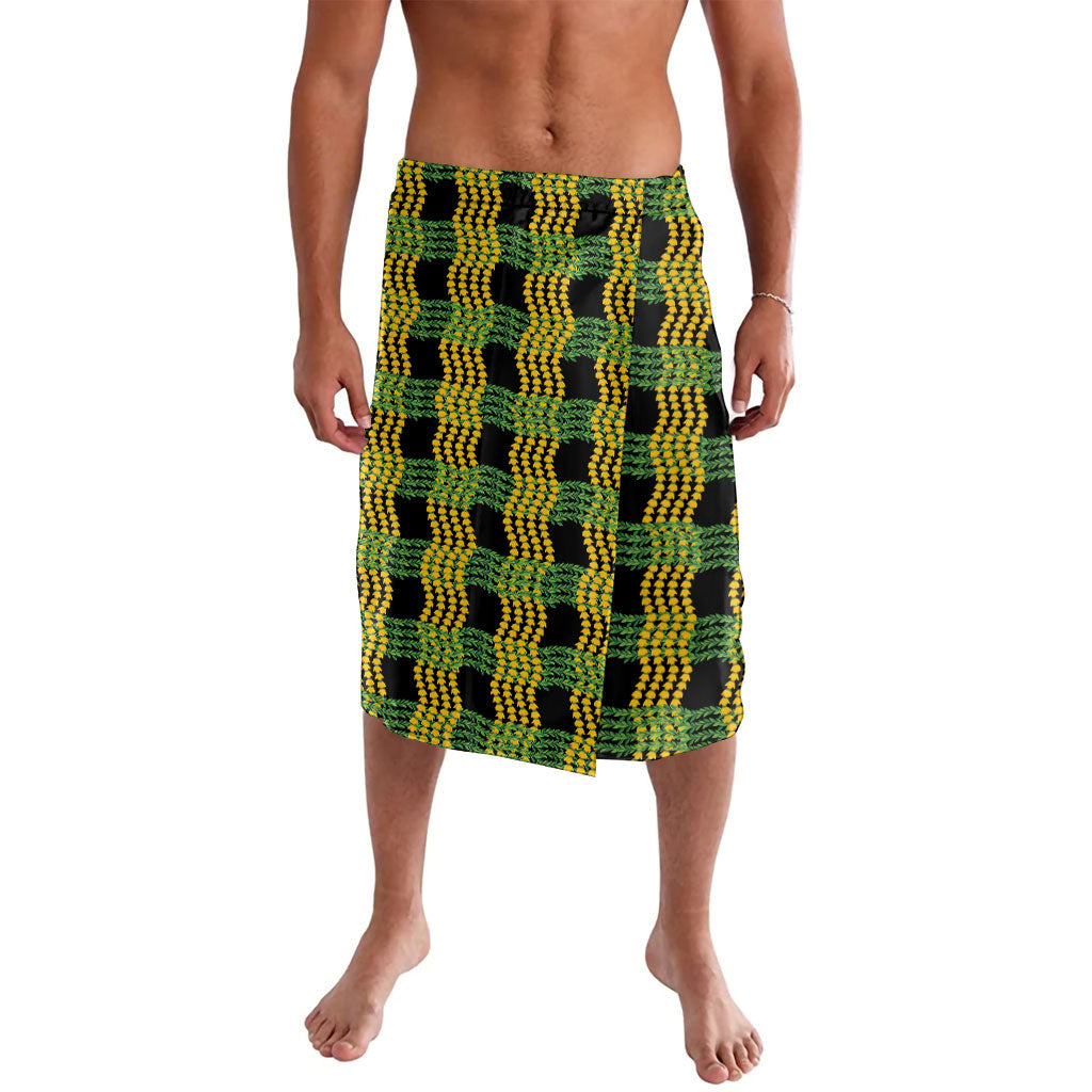 Aloha Hawaii Ilima Maile Lei Lavalava Palaka Inspired Hawaiian-plaid Black