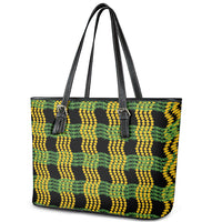 Aloha Hawaii Ilima Maile Lei Leather Tote Bag Palaka Inspired Hawaiian-plaid Black