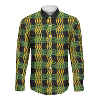 Aloha Hawaii Ilima Maile Lei Long Sleeve Button Shirt Palaka Inspired Hawaiian-plaid Black