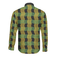 Aloha Hawaii Ilima Maile Lei Long Sleeve Button Shirt Palaka Inspired Hawaiian-plaid Black