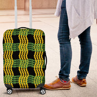 Aloha Hawaii Ilima Maile Lei Luggage Cover Palaka Inspired Hawaiian-plaid Black