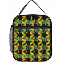 Aloha Hawaii Ilima Maile Lei Lunch Bag Palaka Inspired Hawaiian-plaid Black