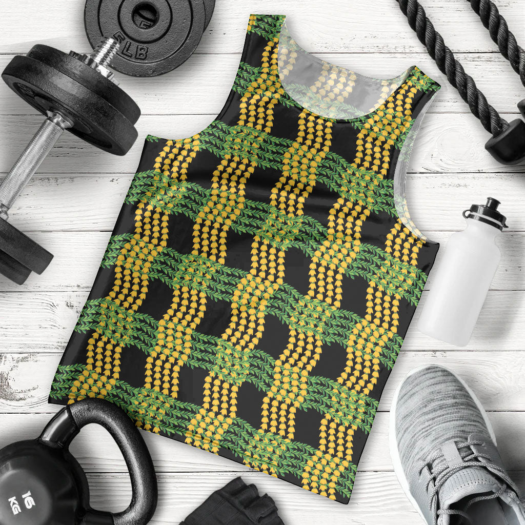 Aloha Hawaii Ilima Maile Lei Men Tank Top Palaka Inspired Hawaiian-plaid Black